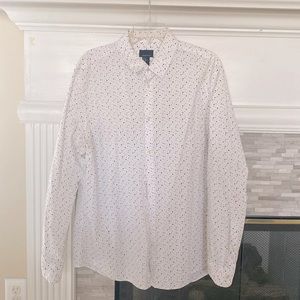 XL H&M White with black/navy blue polka dots dress shirt